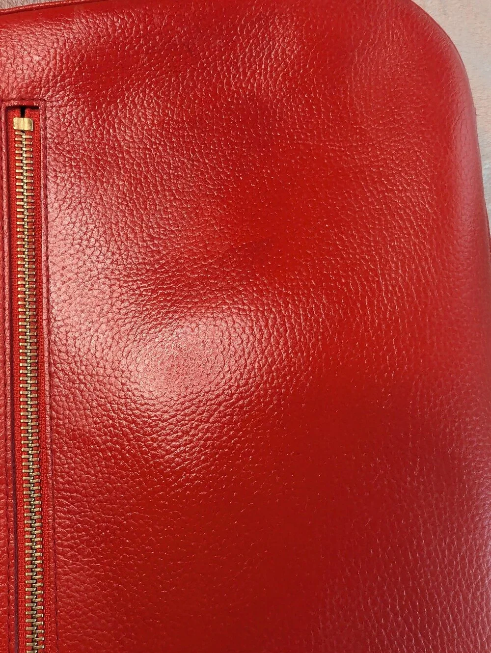 Vintage MCM Red Leather Shoulder Bag with Gold Hardware
